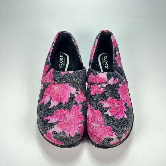 Klogs Mission Black Pink Slip On Floral Print Comfort Clogs Women’s Size 10M - Picture 3 of 11